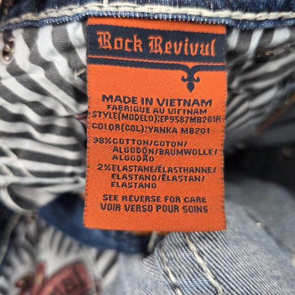 Rock Revival Yanka Jeans Women's 30 Bootcut Mid-Rise Stretch Flap Pocket Blue - Picture 7 of 10